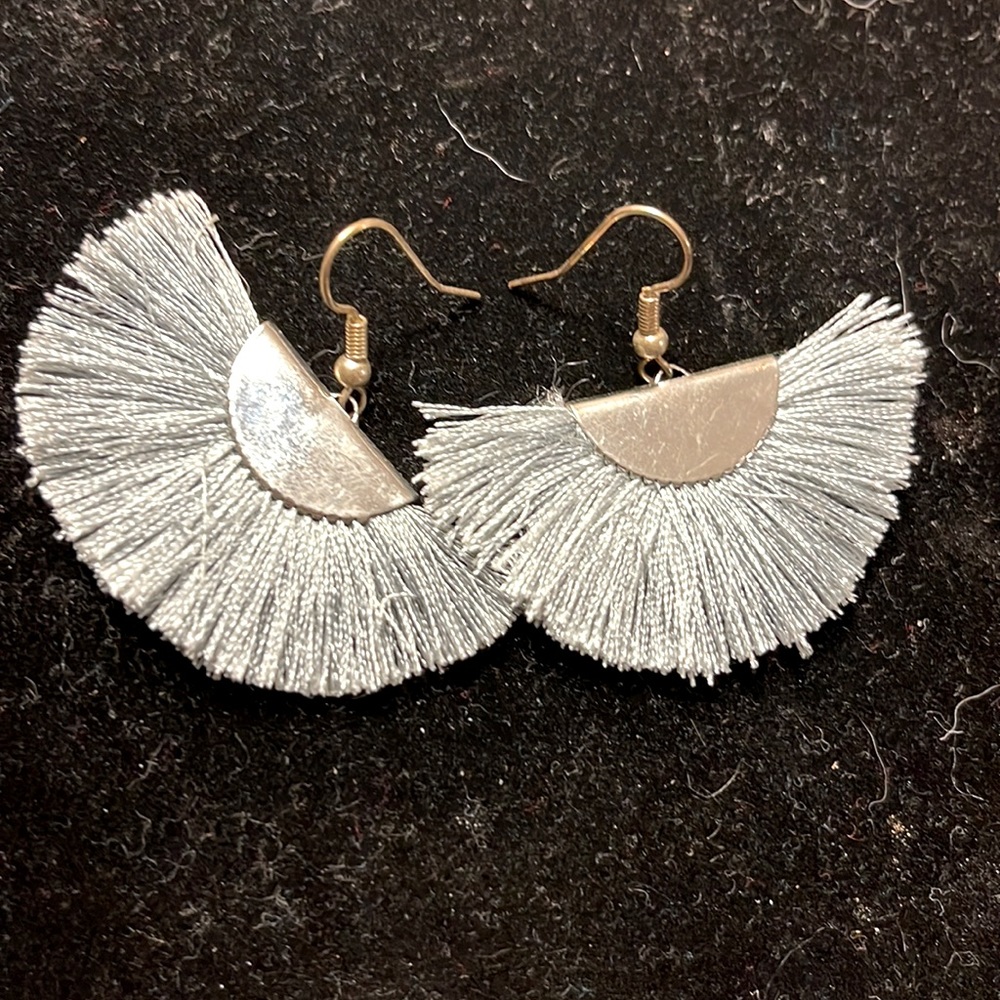 Nickel free gray and silver earrings hand made